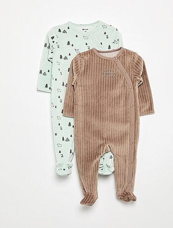Pack de 2 pijamas de veludo com pés