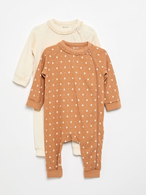 Pack de 2 pijamas em malha pointelle grossa - Kiabi