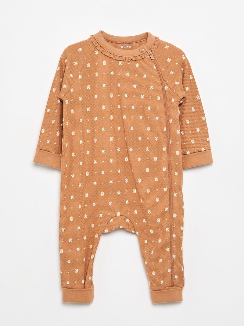 Pack de 2 pijamas em malha pointelle grossa Bege - Kiabi