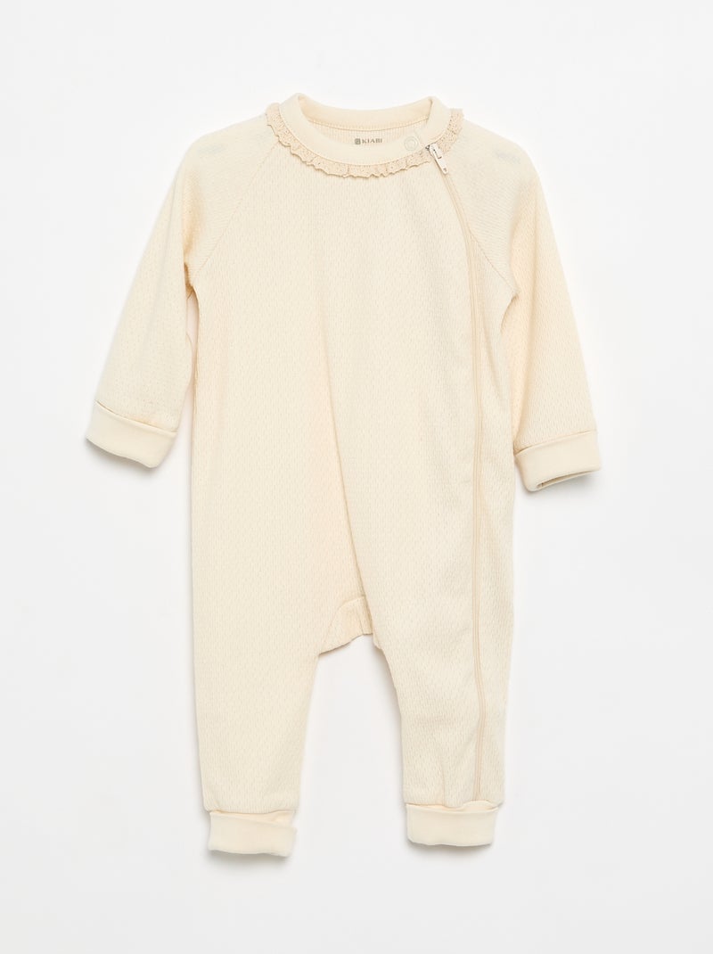 Pack de 2 pijamas em malha pointelle grossa Bege - Kiabi