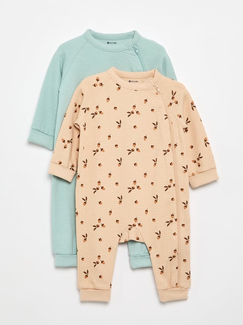 Pack de 2 pijamas em malha pointelle grossa - Kiabi