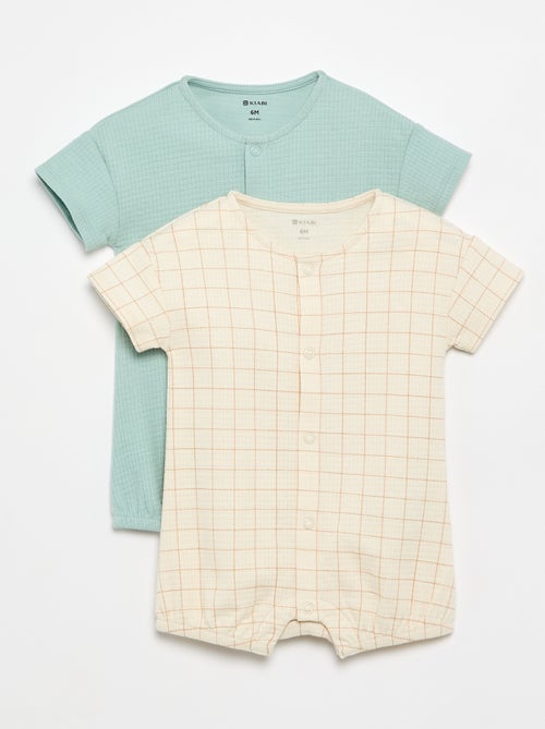 Pack de 2 pijamas leves abotoados - Kiabi