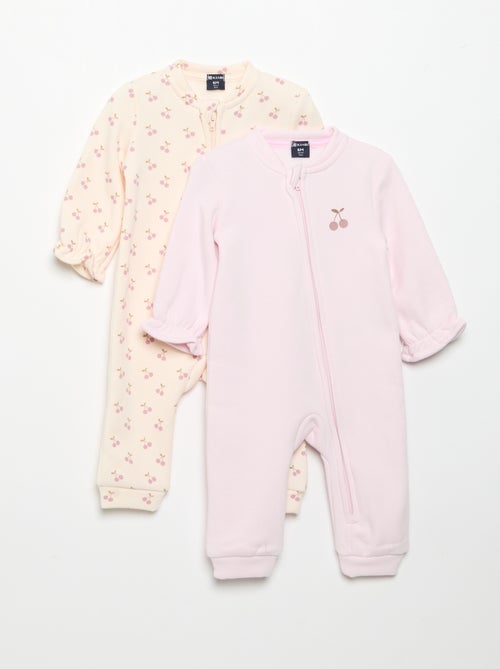 Pack de 2 pijamas-macacão de polar - Kiabi Pack de 2 pijamas-macacão de polar - Kiabi