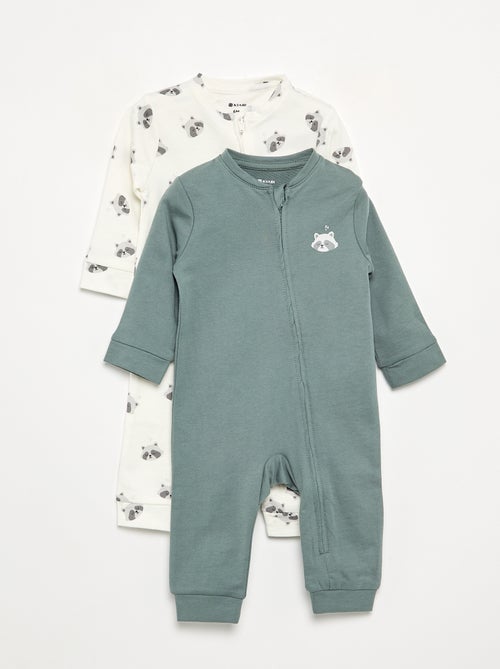 Pack de 2 pijamas tipo macacão em algodão - Kiabi Pack de 2 pijamas tipo macacão em algodão - Kiabi