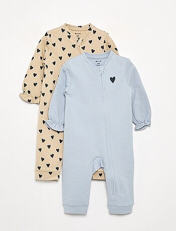 Pack de 2 pijamas tipo macacão em algodão