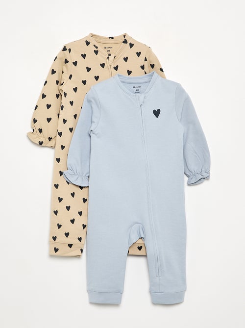 Pack de 2 pijamas tipo macacão em algodão - Kiabi Pack de 2 pijamas tipo macacão em algodão - Kiabi