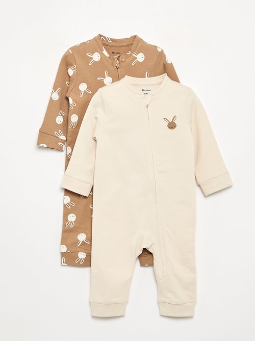 Pack de 2 pijamas tipo macacão em algodão - Kiabi Pack de 2 pijamas tipo macacão em algodão - Kiabi
