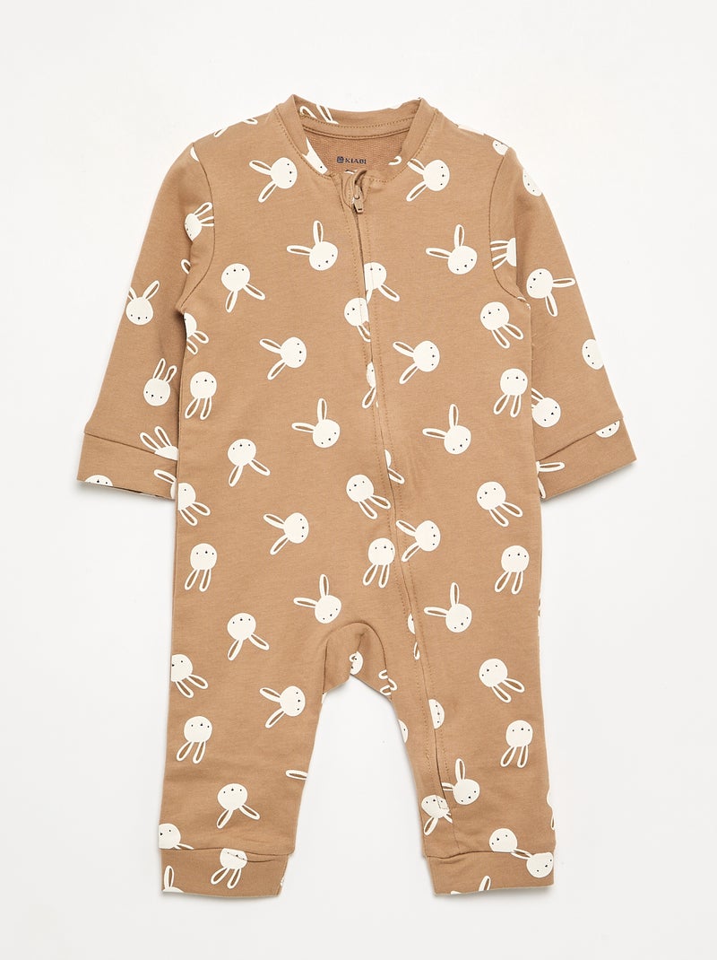 Pack de 2 pijamas tipo macacão em algodão Castanho - Kiabi