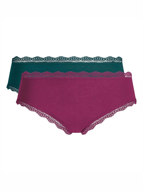 Pack de 2 shorties com acabamento em renda - Kiabi Pack de 2 shorties com acabamento em renda - Kiabi