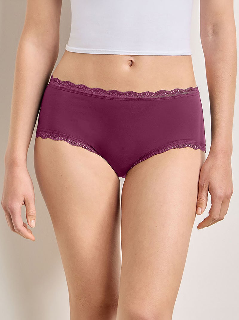 Pack de 2 shorties com acabamento em renda Rosa - Kiabi