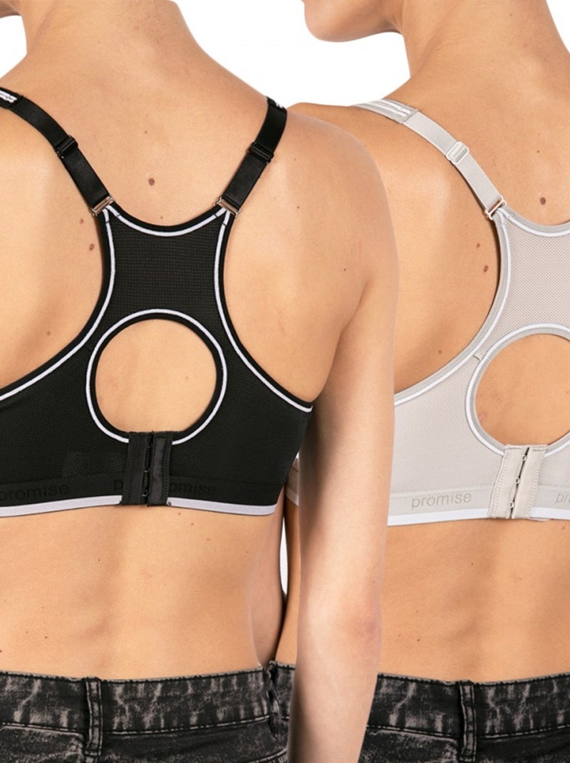 Pack de 2 Soutiens Desportivos Mulher Preto Cinza - Kiabi