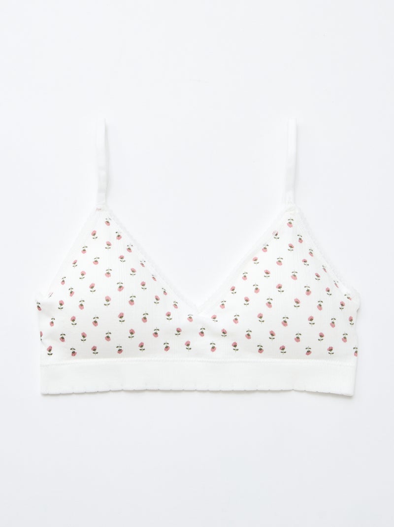 Pack de 2 sutiãs triângulo em rib Branco - Kiabi