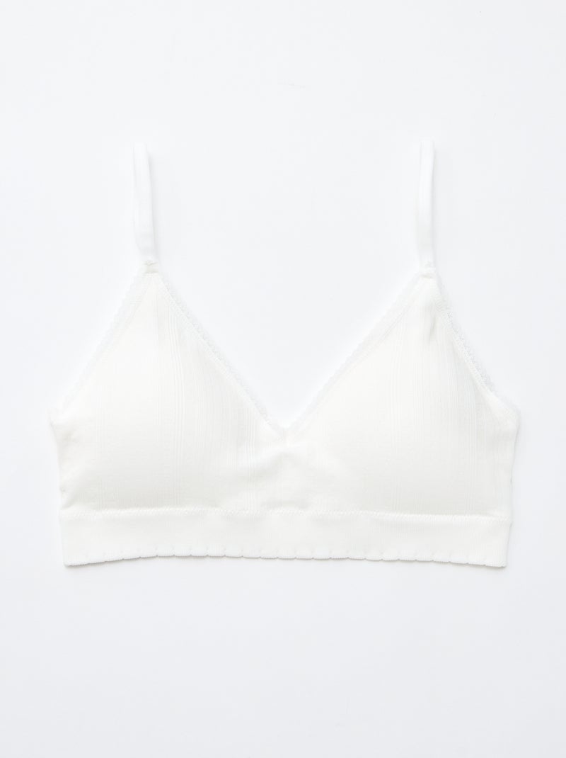 Pack de 2 sutiãs triângulo em rib Branco - Kiabi