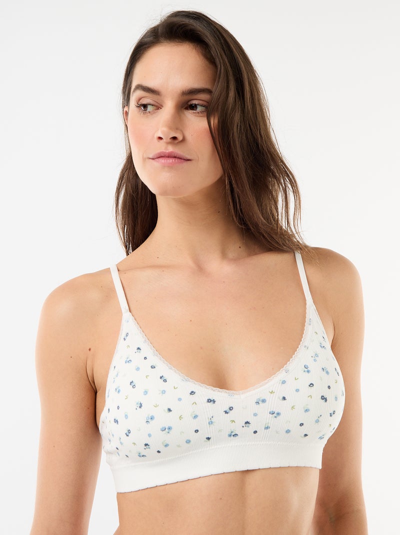 Pack de 2 sutiãs triângulo em rib Branco - Kiabi