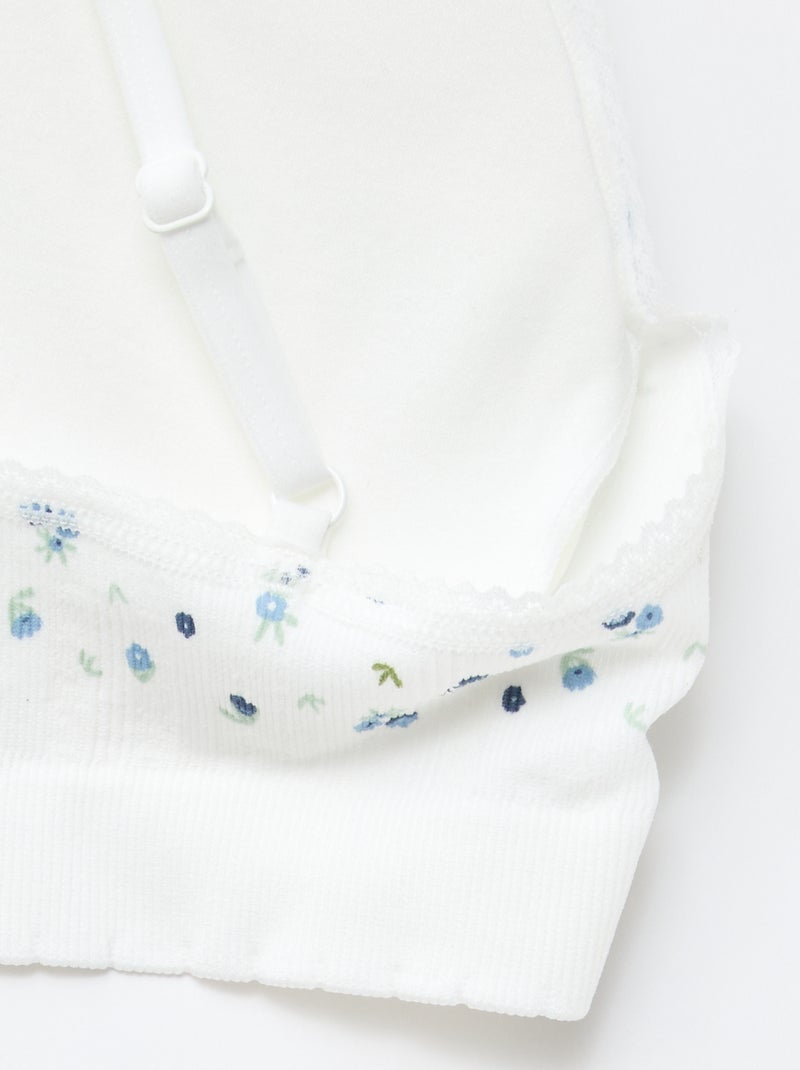Pack de 2 sutiãs triângulo em rib Branco - Kiabi