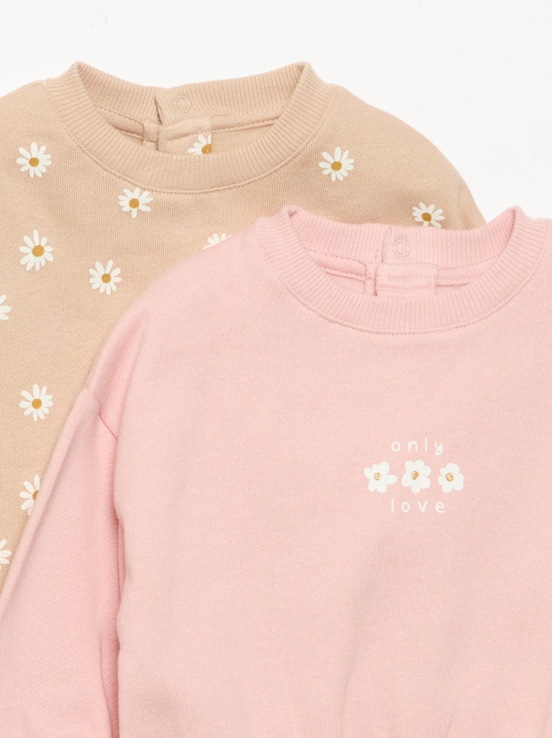 Pack de 2 sweat-shirts estampados Bege - Kiabi