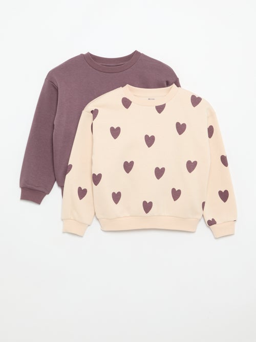 Pack de 2 sweats: 1 liso e 1 estampado all over - Kiabi