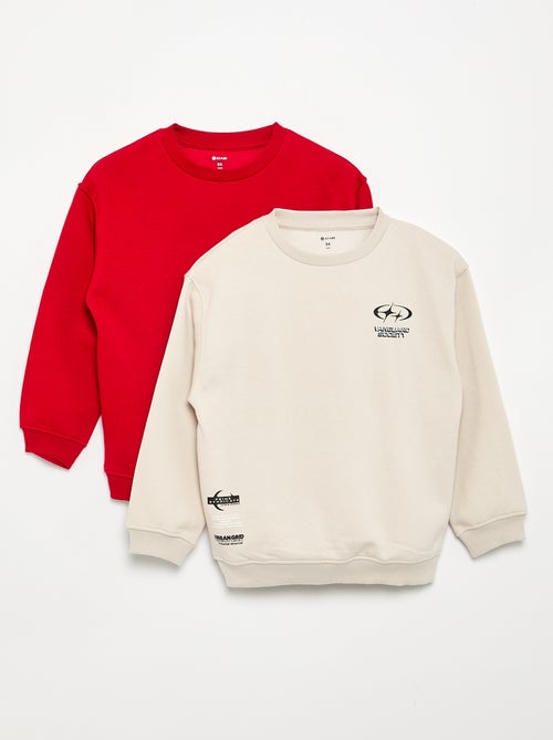 Pack de 2 sweats de manga comprida - Kiabi Pack de 2 sweats de manga comprida - Kiabi