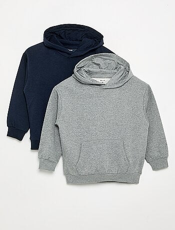 Pack de 2 sweats lisos com capuz