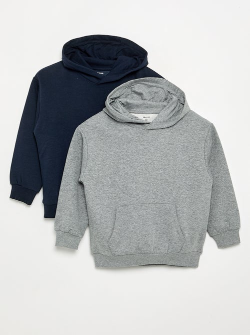 Pack de 2 sweats lisos com capuz - Kiabi