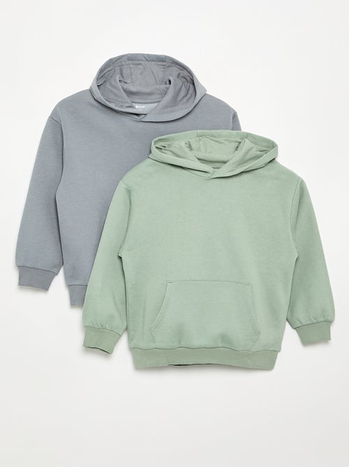 Pack de 2 sweats lisos com capuz - Kiabi