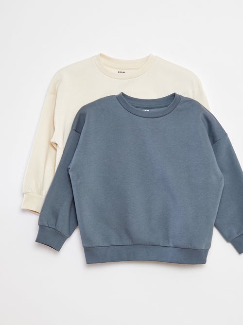 Pack de 2 sweatshirts lisos em moletom - Kiabi