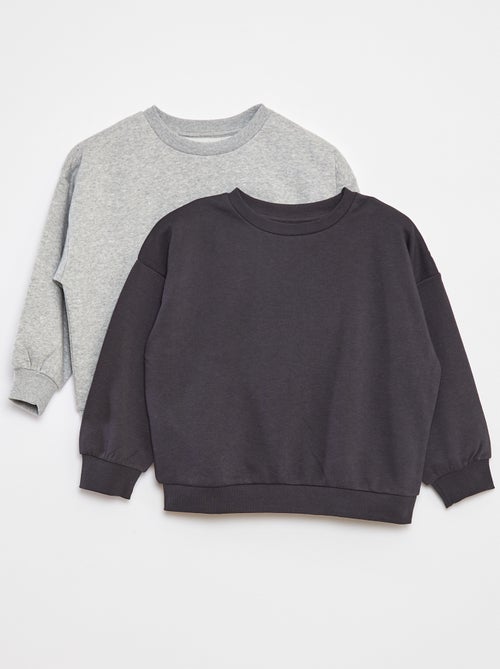 Pack de 2 sweatshirts lisos em moletom - Kiabi