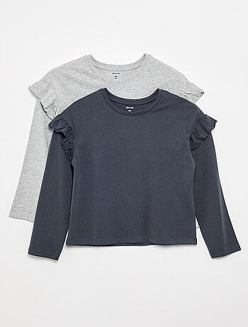 Pack de 2 T-shirts com folhos nos ombros
