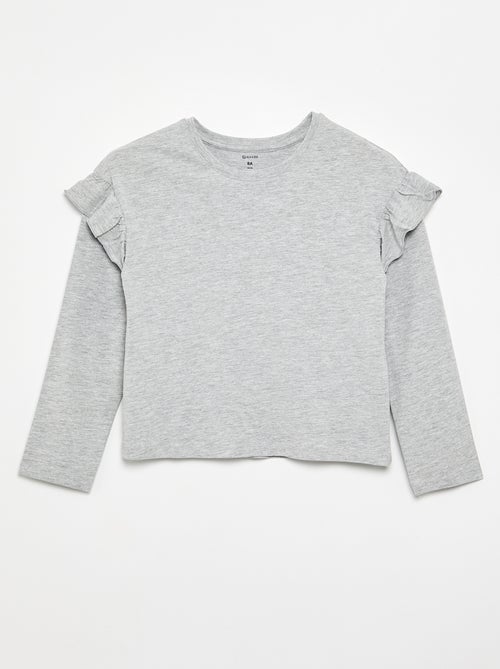 Pack de 2 T-shirts com folhos nos ombros - Kiabi Pack de 2 T-shirts com folhos nos ombros - Kiabi