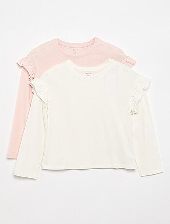 Pack de 2 T-shirts com folhos nos ombros