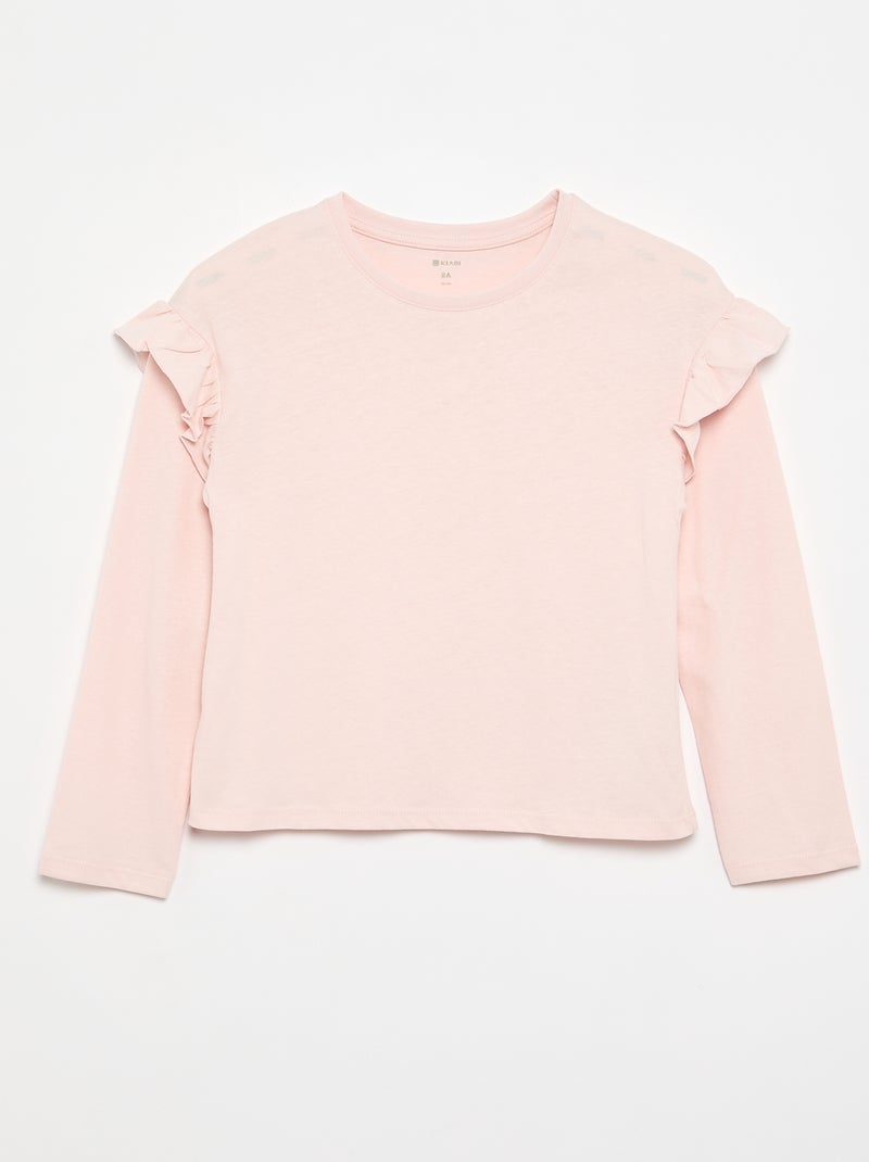 Pack de 2 T-shirts com folhos nos ombros Rosa claro - Kiabi