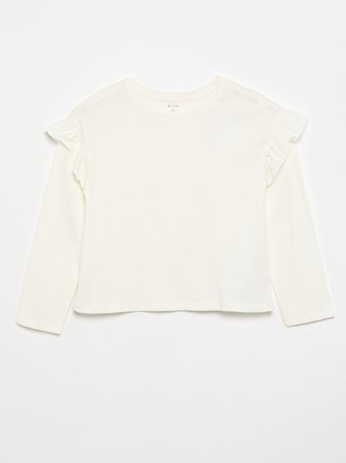 Pack de 2 T-shirts com folhos nos ombros - Kiabi Pack de 2 T-shirts com folhos nos ombros - Kiabi