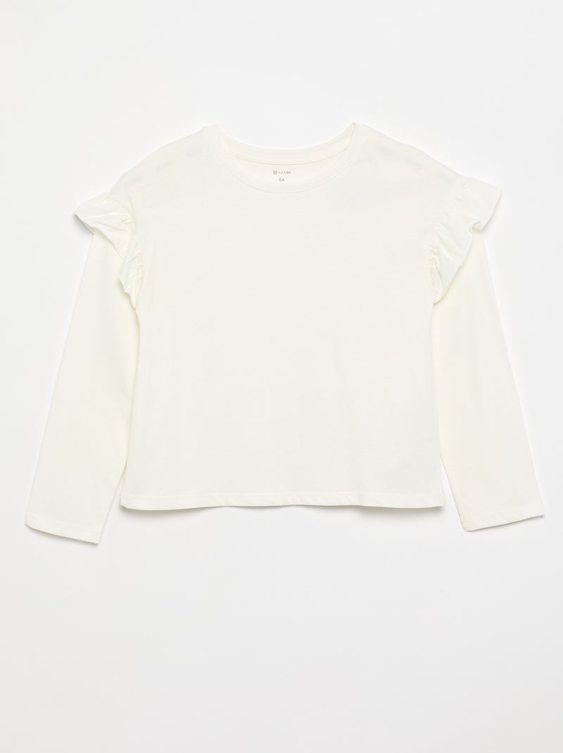 Pack de 2 T-shirts com folhos nos ombros Rosa claro - Kiabi