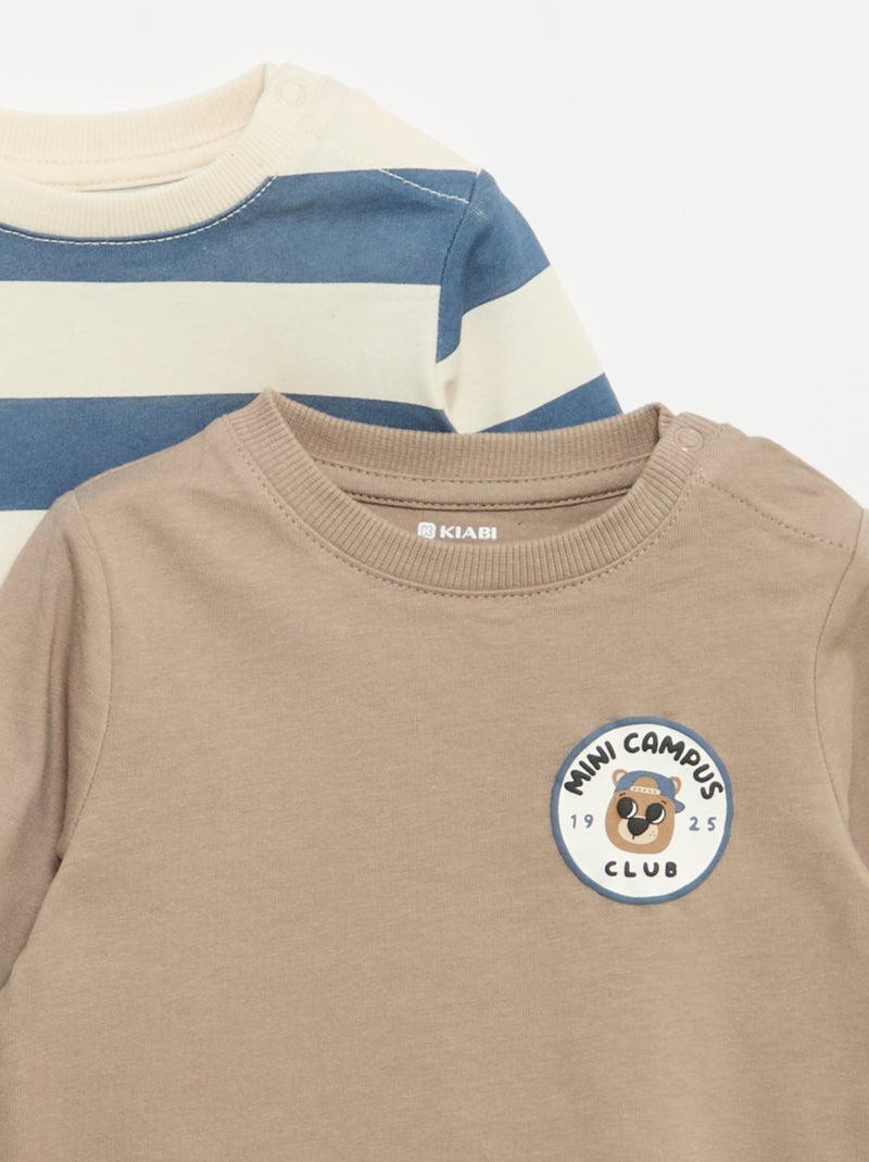 Pack de 2 T-shirts de manga comprida Azul - Kiabi