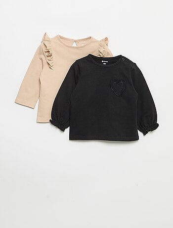 Pack de 2 t-shirts de manga comprida em jersey de algodão