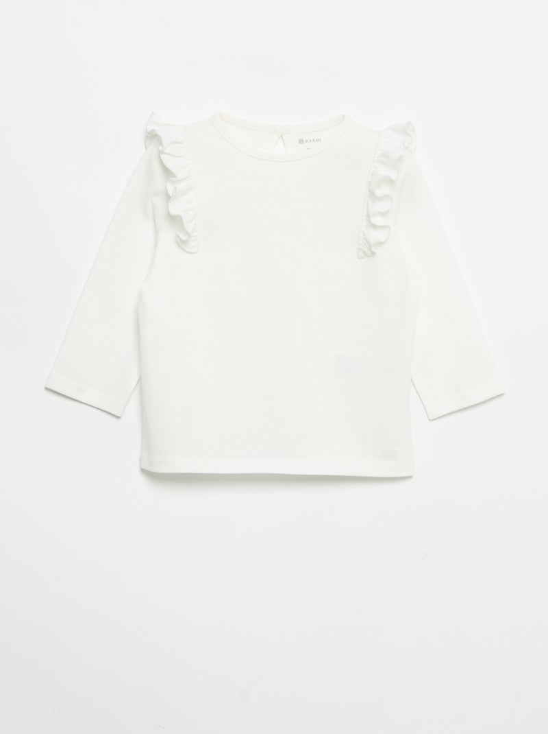 Pack de 2 t-shirts de manga comprida em jersey de algodão Branco - Kiabi