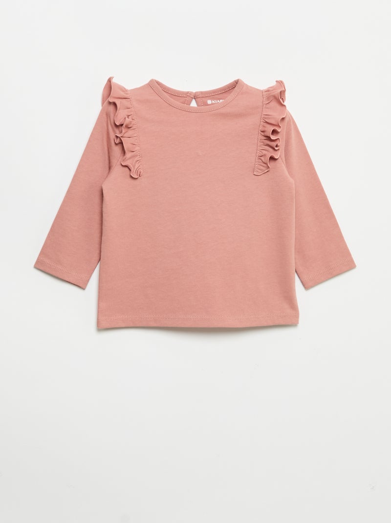 Pack de 2 t-shirts de manga comprida em jersey de algodão Rosa - Kiabi