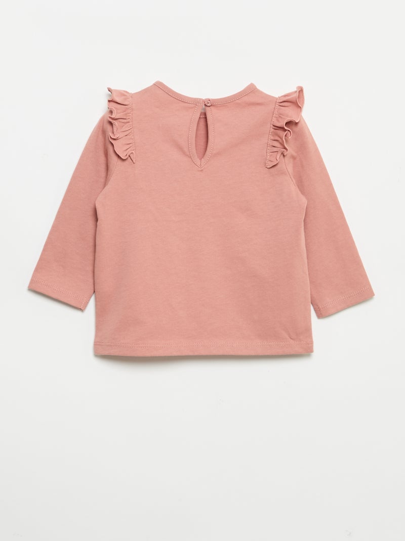 Pack de 2 t-shirts de manga comprida em jersey de algodão Rosa - Kiabi