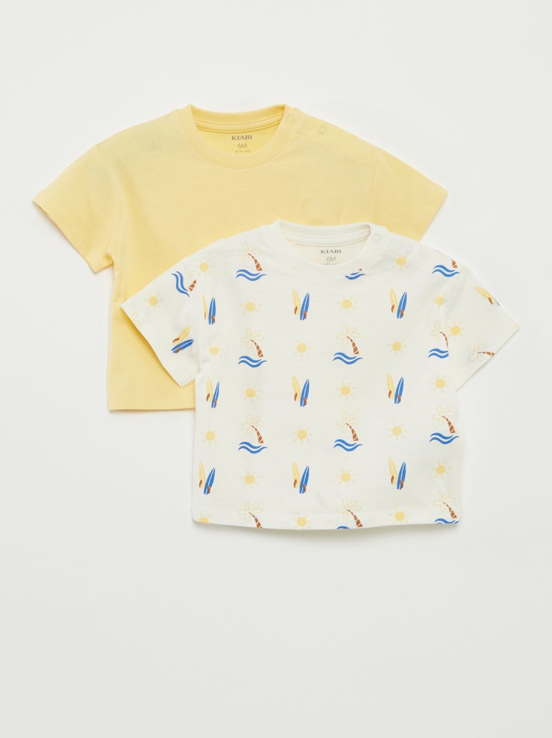 Pack de 2 t-shirts de manga curta e gola redonda BRANCO - Kiabi