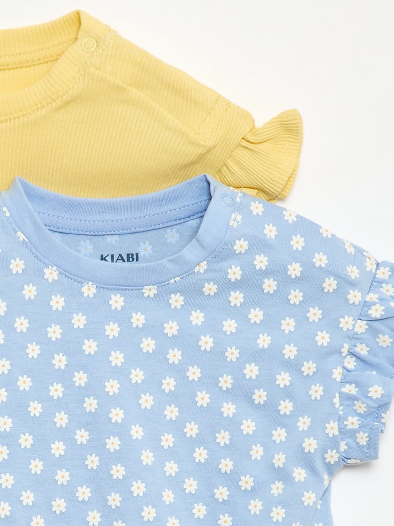 Pack de 2 t-shirts de manga curta em jersey de algodão Azul - Kiabi