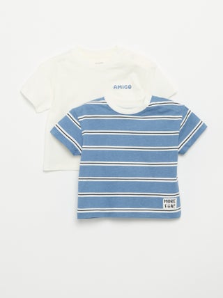 Pack de 2 T-shirts de manga curta em jersey de algodão