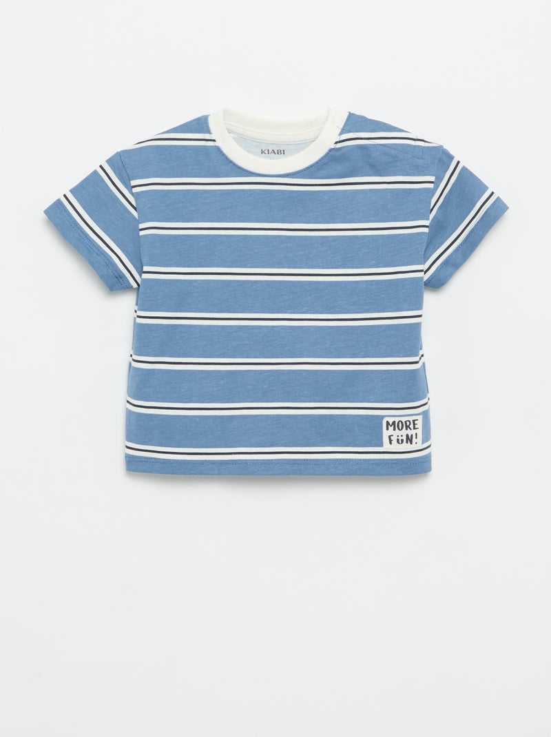 Pack de 2 T-shirts de manga curta em jersey de algodão Azul - Kiabi