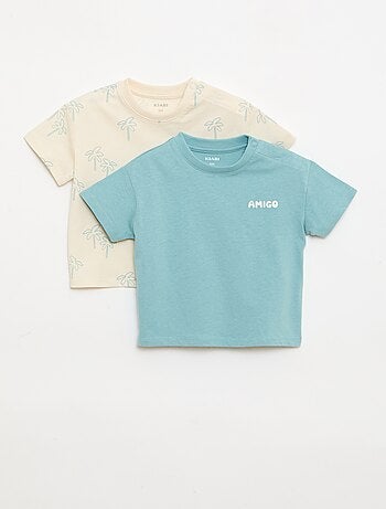 Pack de 2 T-shirts de manga curta em jersey de algodão