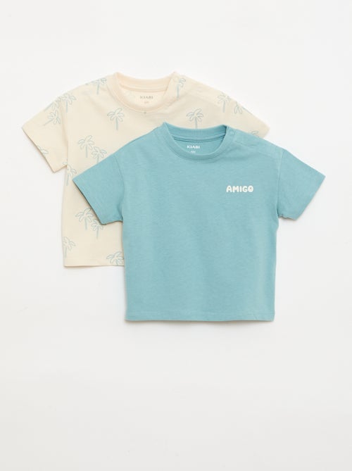 Pack de 2 T-shirts de manga curta em jersey de algodão - Kiabi