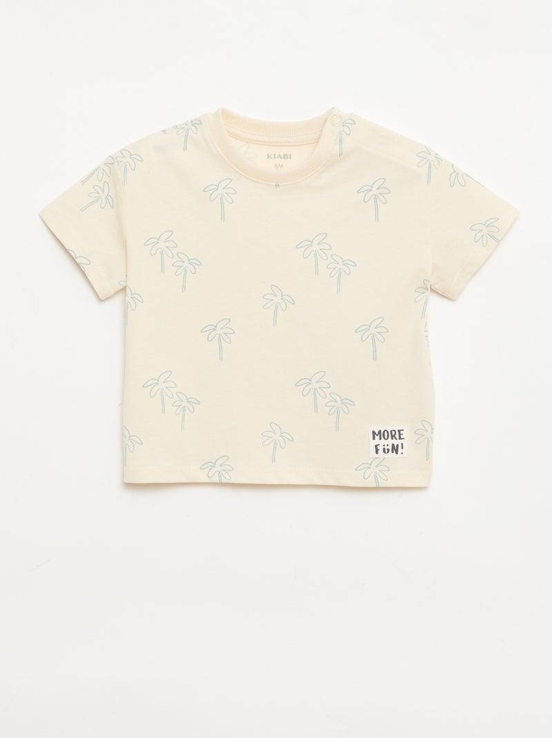 Pack de 2 T-shirts de manga curta em jersey de algodão Beige - Kiabi