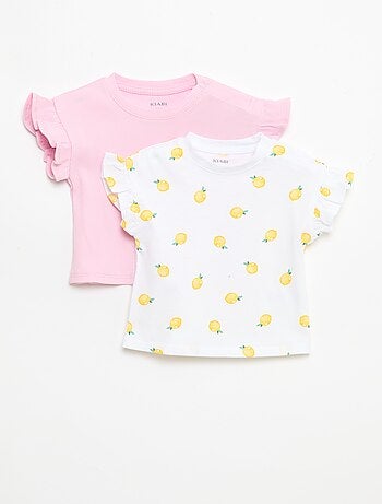 Pack de 2 t-shirts de manga curta em jersey de algodão