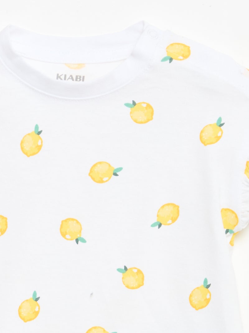 Pack de 2 t-shirts de manga curta em jersey de algodão Branco - Kiabi