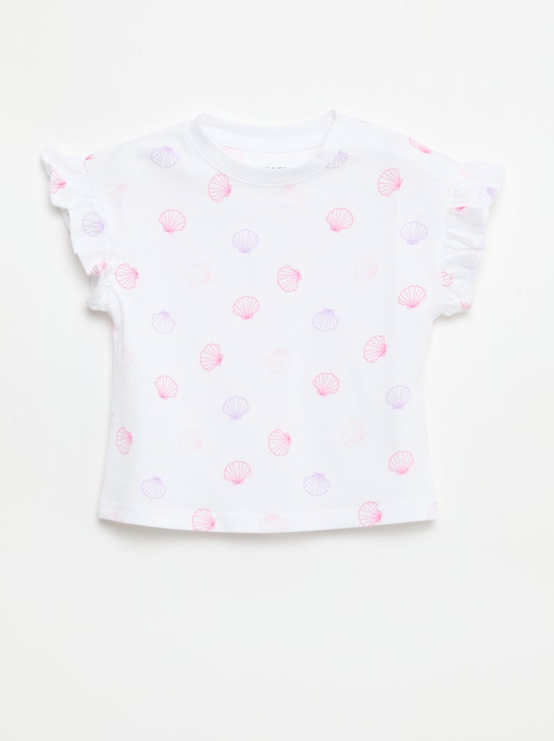 Pack de 2 t-shirts de manga curta em jersey de algodão Branco - Kiabi