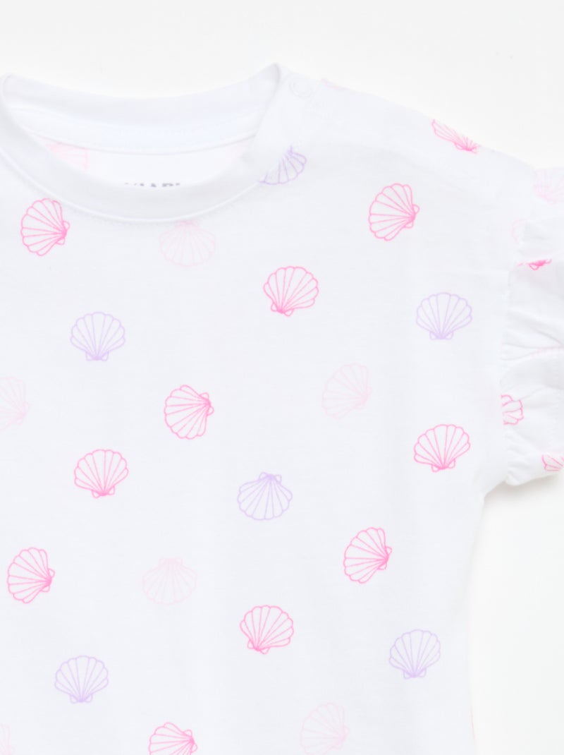 Pack de 2 t-shirts de manga curta em jersey de algodão Branco - Kiabi