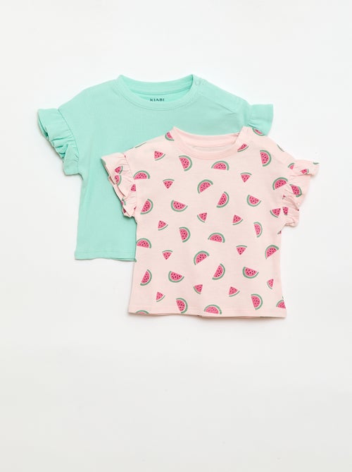 Pack de 2 t-shirts de manga curta em jersey de algodão - Kiabi